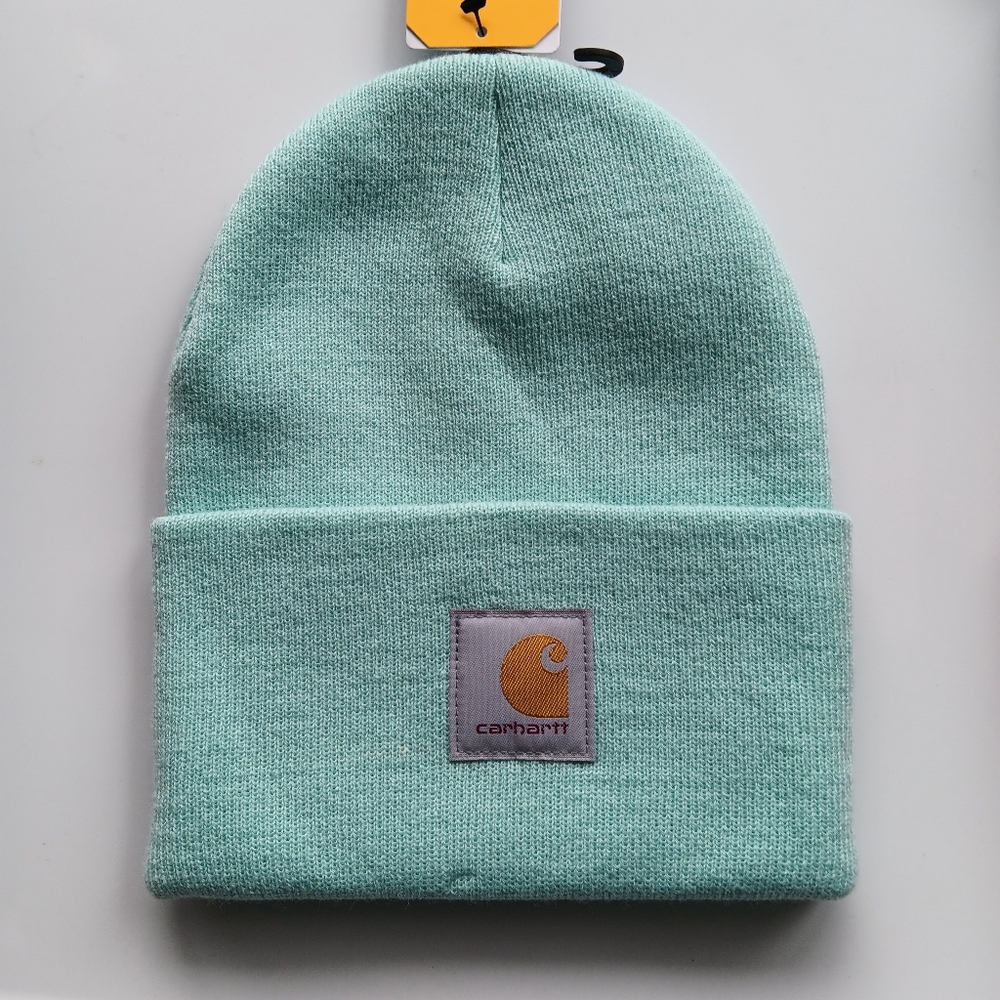 Carhartt Watch Beanie Bundle Rib Knit Orange Red Aqua Blue Women's Model A18 - Picture 2 of 6
